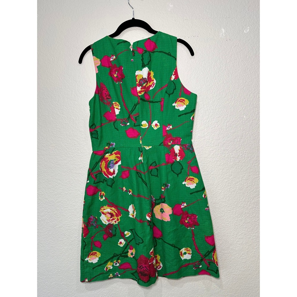 J Crew Green Floral Sleeveless Fit Flare Dress Women Size 6 - Picture 7 of 9